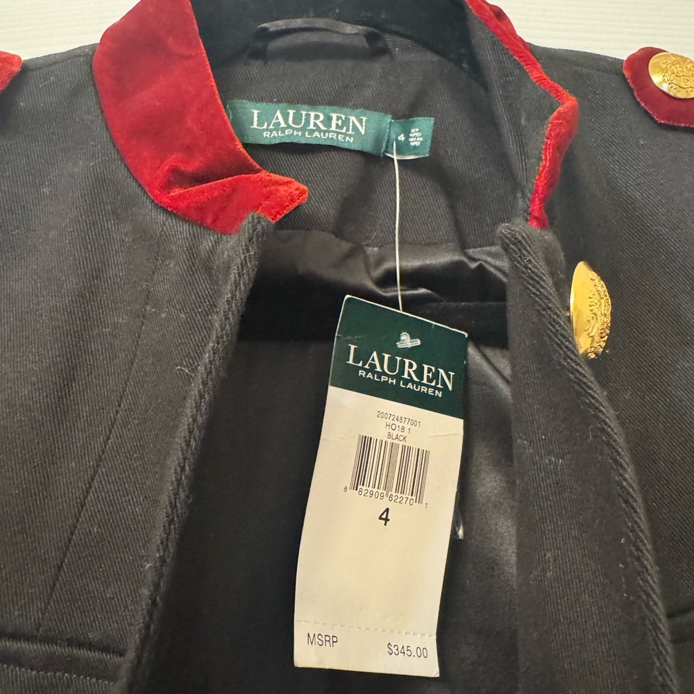 Ralph Lauren Black Military Jacket with Red and Gold Accents - Picture 2 of 3